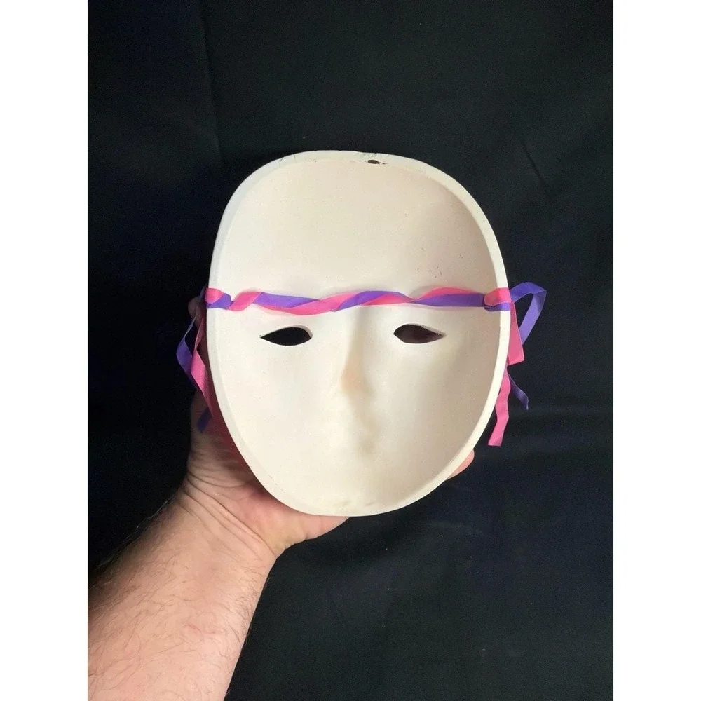 Vintage Hand-Painted Ceramic Mardi Gras Mask Wall Art